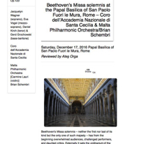 Beethoven Missa Solemis
Classical Source
Rome 17.12.2016